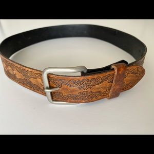 Women’s Embossed Brown Leather Belt